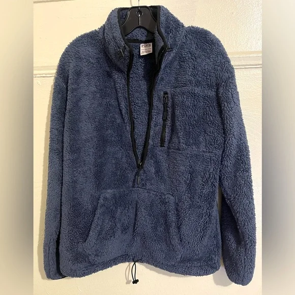 PINK Victoria's Secret Teddy Half Zip  Blue Fleece Pullover Sweatshirt - Picture 3 of 7